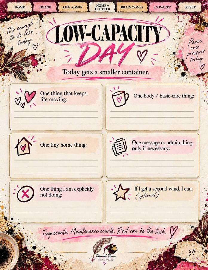 Sample planner page: Low-Capacity Day